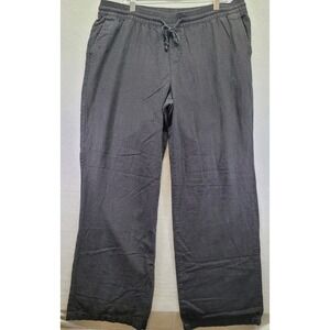 Old Navy Linen Blend Wide Leg Pants Women Large Blackjack Drawstring Resort Boho
